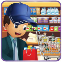 Supermarket boy food shopping