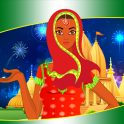힌디어 소녀는 게임을 드레스