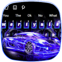 Lightning Neon Blue Car Keyboard Theme