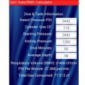 Scuba SAC RMV Calculator