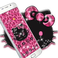 Pink Kitty Shine Leopard Cute Kitten Theme