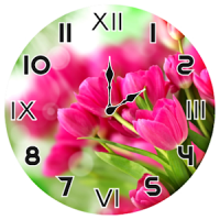핑크 튤립 아날로그 시계