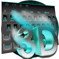 3D azul teclado tema