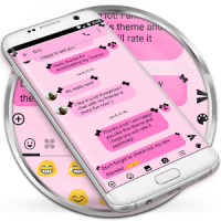SMS Messages Ribbon Pink Black Theme emoji chat
