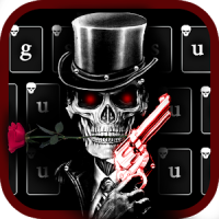 Red Rose Skull Gun Keyboard Theme