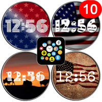USA Flags watch face theme pack for Bubble Clouds