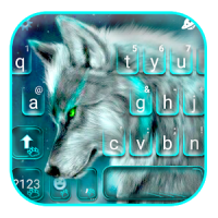Cyan Neon Wolf Keyboard Theme