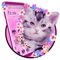 Cute Pink Floral Cat Theme