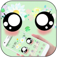 Green Cute Big Cartoon Eyes Theme