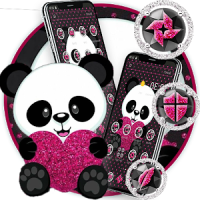 Cute Cartoon Pink Heart Panda Theme