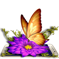 3D de la mariposa tema del oro