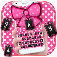white dots pink bow keyboard