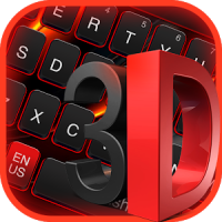 3D Black Red Keyboard