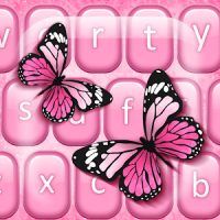 Clavier à thème papillon rose