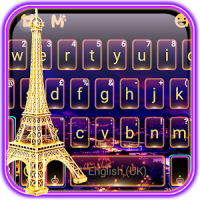 Neon Paris Night Tower Tema de teclado