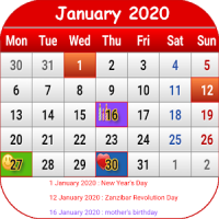 Tanzania Calendar 2020