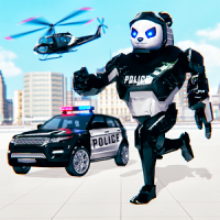 Police Panda Robot Car Transform: Flying Car Games