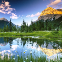 Mountains, water, clouds LWP