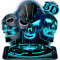 Neon Tech Evil Skull 3D Theme